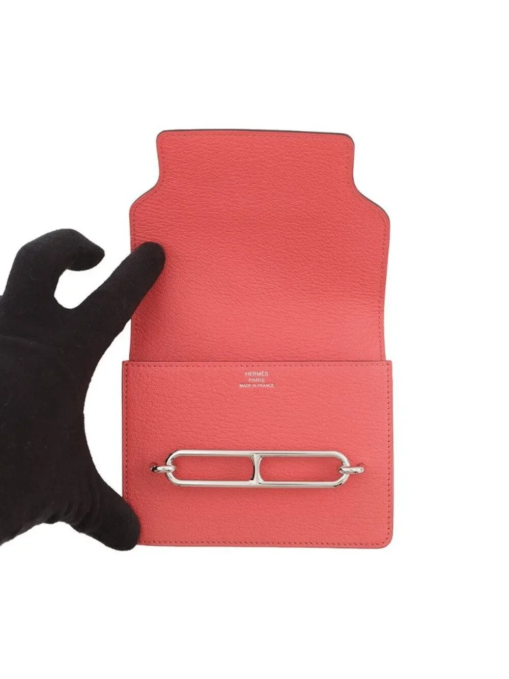 Hermes Wallet Roulis Slim Rose Texas Silver Chevre Misor